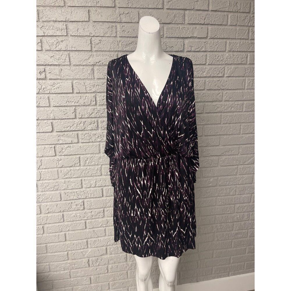 Parker Women Multicolored V Neck Batwing Sleeve Shift Dress Size M